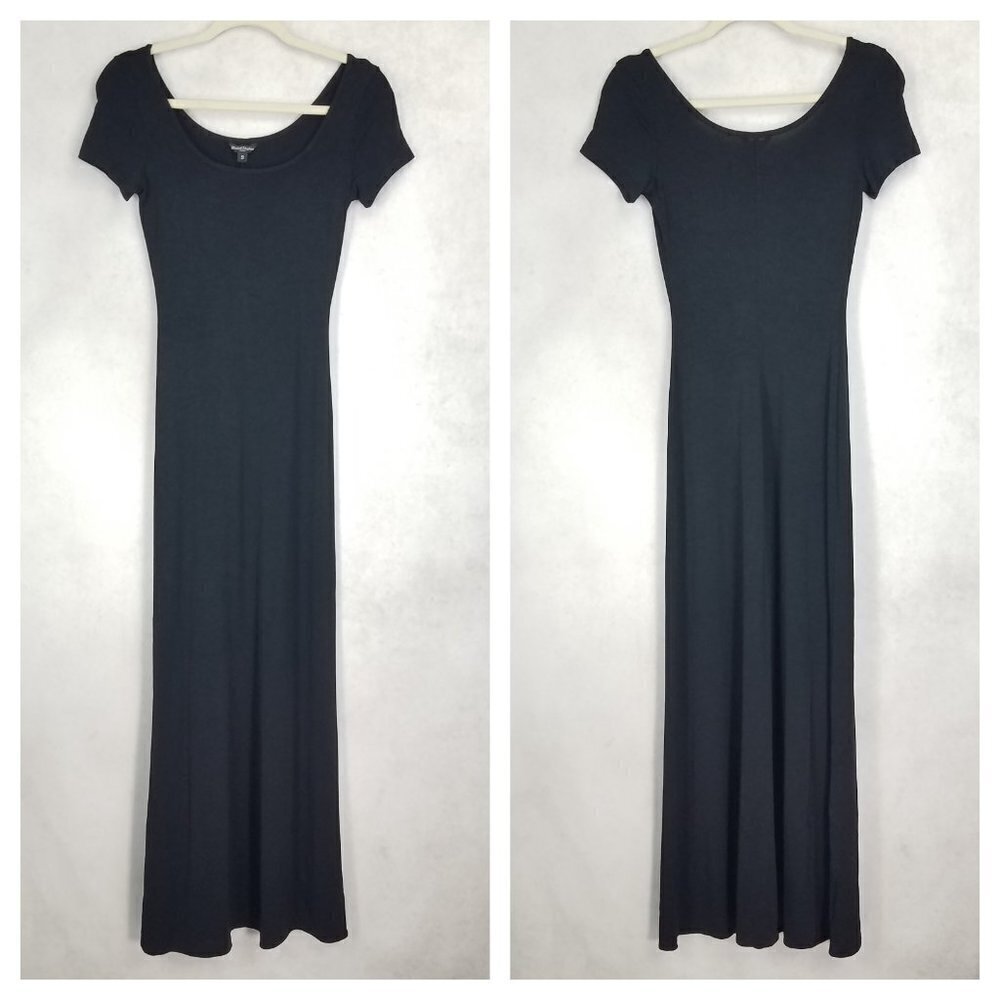 Michel Stephen Paris Size S Short Sleeve Black Long Maxi Dress VTG 90s Via Moda